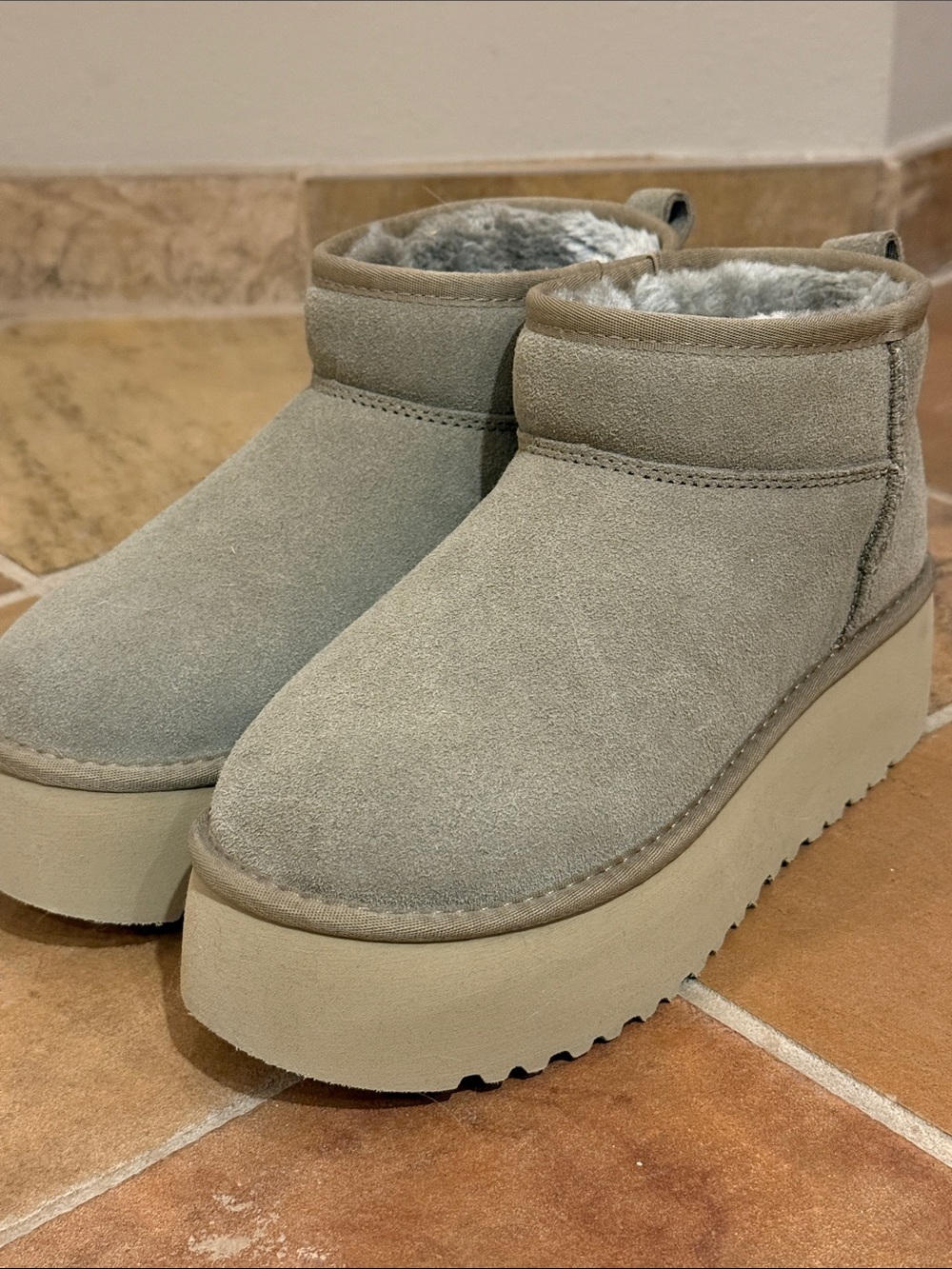 Project Cloud Suede Fleece-Lined Ankle Boots in Taupe